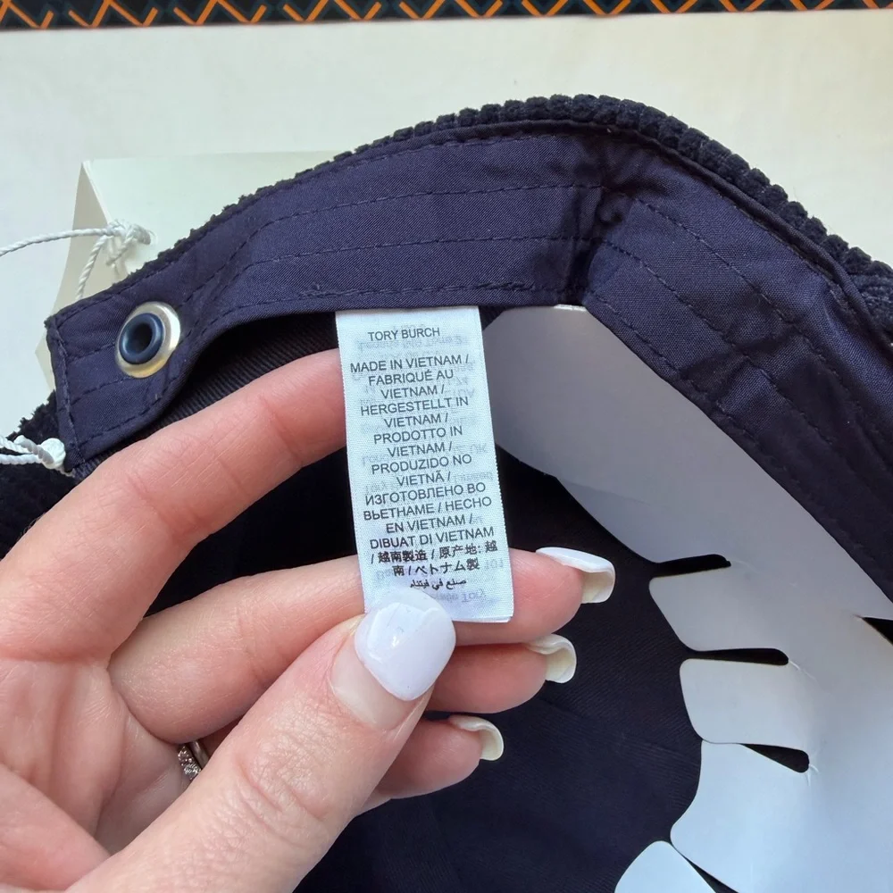 Tory Burch Corduroy Logo Cap Hat Tory Navy Blue